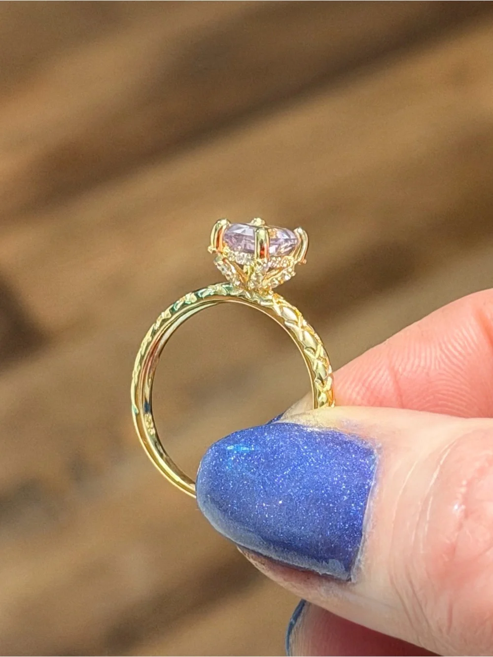 Stunning Hidden Halo Natural 1CT Pink Topaz Ring 18K Yellow Gold Plated Size 8